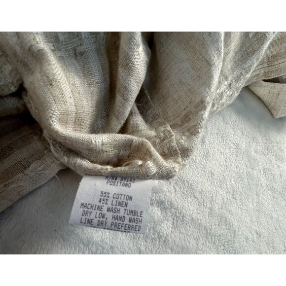 Positano Unisex XL Beige Woven Button-Up Long Sleeve Linen Cotton Lightweight - Picture 4 of 9